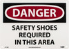 AccuformNMC "Danger - Safety Shoes Required in This Area", 10" Long x 14" Wide, Rigid Plastic Safety Sign Rectangle, 0.05" Thick, Use for Accident Prevention D110RB - 05271622