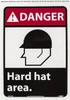 AccuformNMC "Danger - Hard Hat Area", 14" Long x 10" Wide, Pressure-Sensitive Vinyl Safety Sign Rectangle, 0.004" Thick, Use for Accident Prevention DGA2PB - 05508361