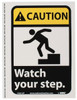 AccuformNMC "Caution - Watch Your Step", 10" Long x 7" Wide, Pressure-Sensitive Vinyl Safety Sign Rectangle, 0.004" Thick, Use for Accident Prevention CGA12P - 05509880