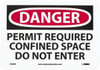 AccuformNMC "Danger - Permit Required - Confined Space - Do Not Enter", 7" Long x 10" Wide, Rigid Plastic Safety Sign Rectangle, 0.05" Thick, Use for Accident Prevention D360R - 06462683