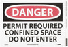 AccuformNMC "Danger - Permit Required - Confined Space - Do Not Enter", 10" Long x 14" Wide, Pressure-Sensitive Vinyl Safety Sign Rectangle, 0.004" Thick, Use for Accident Prevention D360PB - 06462691