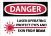 AccuformNMC "Danger - Laser Operating - Protect Eyes and Skin From Beam", 10" Long x 14" Wide, Rigid Plastic Safety Sign Rectangle, 0.05" Thick, Use for Accident Prevention D570RB - 09752460