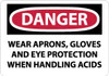 AccuformNMC "Danger - Wear Aprons, Gloves and Eye Protection When Handling Acids", 10" Long x 14" Wide, Rigid Plastic Safety Sign Rectangle, 0.05" Thick, Use for Accident Prevention D624RB - 09753005