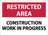 AccuformNMC "Restricted Area - Construction Work in Progress", 10" Long x 14" Wide, Aluminum Safety Sign Rectangle, 0.04" Thick, Use for Security & Admittance RA6AB - 09877648