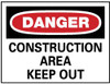 AccuformNMC "Danger - Construction Area - Keep Out", 14" Long x 20" Wide, Rigid Plastic Safety Sign Rectangle, 0.05" Thick, Use for Security & Admittance D404RC - 41825373