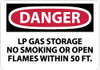 AccuformNMC "Danger - LP Gas Storage - No Smoking or Open Flames Within 50 Ft.", 7" Long x 10" Wide, Pressure-Sensitive Vinyl Safety Sign Rectangle, 0.004" Thick, Use for Accident Prevention D452P - 41826215