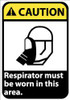 AccuformNMC "Caution - Respirator Must Be Worn in This Area", 14" Long x 10" Wide, Rigid Plastic Safety Sign Rectangle, 0.05" Thick, Use for Accident Prevention CGA33RB - 48496194