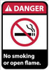 AccuformNMC "Danger - No Smoking or Open Flame", 14" Long x 10" Wide, Pressure-Sensitive Vinyl Safety Sign Rectangle, 0.004" Thick, Use for Accident Prevention DGA53PB - 48496624