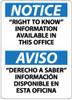 AccuformNMC "Notice - "Right to Know" Information Available in This Office", 14" Long x 10" Wide, Pressure-Sensitive Vinyl Safety Sign Rectangle, 0.004" Thick, Use for Hazardous Materials ESN379PB - 56237274