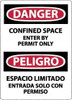 AccuformNMC "Danger - Confined Space - Enter by Permit Only", 14" Long x 10" Wide, Rigid Plastic Safety Sign Rectangle, 0.05" Thick, Use for Accident Prevention ESD162RB - 60362860
