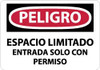 AccuformNMC "Peligro - Espacio Limitado Entrada Solo con Permiso", 10" Long x 14" Wide, Pressure-Sensitive Vinyl Safety Sign Rectangle, 0.004" Thick, Use for Workplace/Safety SPD162PB - 62203948