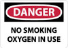 AccuformNMC "Danger - No Smoking - Oxygen in Use", 10" Long x 14" Wide, Pressure-Sensitive Vinyl Safety Sign Rectangle, 0.004" Thick, Use for Accident Prevention D99PB - 63366355