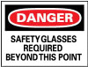 AccuformNMC "Danger - Safety Glasses Required Beyond This Point", 10" Long x 14" Wide, Pressure-Sensitive Vinyl Safety Sign Rectangle, 0.004" Thick, Use for Accident Prevention D108PB - 63366801
