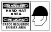 AccuformNMC "Danger - Hard Hat Area", 10" Long x 18" Wide, Rigid Plastic Safety Sign Rectangle, 0.05" Thick, Use for Accident Prevention SPSA104R - 63371546