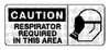 AccuformNMC "Caution - Respirator Required in This Area", 7" Long x 17" Wide, Pressure-Sensitive Vinyl Safety Sign Rectangle, 0.004" Thick, Use for Accident Prevention SA114P - 63379101