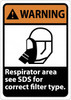 AccuformNMC "Warning - Respirator Area - See MSDS for Correct Filter Type", 14" Long x 10" Wide, Aluminum Safety Sign Square, Use for Workplace/Safety WGA41AB - 69391530