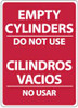 AccuformNMC "Empty Cylinders - Do Not Use", 14" Long x 10" Wide, Rigid Plastic Safety Sign Rectangle, 0.05" Thick, Use for Accident Prevention M745RB - 72310980