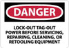 AccuformNMC "Danger - Lock Out, Tag-out Power Before Servicing, Repairing, Cleaning, or Retooling Equipment", 7" Long x 10" Wide, Aluminum Safety Sign Rectangle, 0.04" Thick, Use for Accident Prevention D303A - 72312358