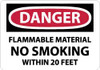 AccuformNMC "Danger - Flammable Material - No Smoking Within 20 Feet", 7" Long x 10" Wide, Aluminum Safety Sign Rectangle, 0.04" Thick, Use for Accident Prevention D438A - 72312598