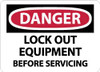 AccuformNMC "Danger - Lock Out Equipment Before Servicing", 10" Long x 14" Wide, Rigid Plastic Safety Sign Rectangle, 0.05" Thick, Use for Accident Prevention D665RB - 72313422