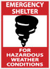 AccuformNMC "Emergency Shelter for Hazardous Weather Conditions", 14" Long x 10" Wide, Rigid Plastic Safety Sign Rectangle, 0.05" Thick, Use for Accident Prevention M121RB - 73070716