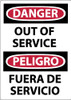 AccuformNMC "Danger - Out of Service", 14" Long x 10" Wide, Pressure-Sensitive Vinyl Safety Sign Rectangle, 0.004" Thick, Use for Accident Prevention ESD365PB - 73072845