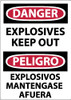 AccuformNMC "Danger - Explosives - Keep Out", 14" Long x 10" Wide, Aluminum Safety Sign Rectangle, 0.04" Thick, Use for Accident Prevention ESD436AB - 73072936