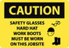 AccuformNMC "Caution - Safety Glasses Hard Hat Work Boots Must Be Worn On This Jobsite", 20" Long x 28" Wide, Rigid Plastic Safety Sign Rectangle, 0.05" Thick, Use for Accident Prevention C670RD - 73297707