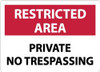 AccuformNMC "Restricted Area - Private No Trespassing", 10" Long x 14" Wide, Rigid Plastic Safety Sign Rectangle, 0.05" Thick, Use for Security & Admittance RA26RB - 73298119
