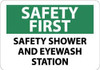 AccuformNMC "Safety First - Safety Shower and Eyewash Station", 10" Long x 14" Wide, Rigid Plastic Safety Sign Rectangle, 0.05" Thick, Use for First Aid SF175RB - 73298473