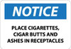 AccuformNMC "Notice - Place Cigarettes, Cigar Butts and Ashes in Receptacles", 10" Long x 14" Wide, Rigid Plastic Safety Sign Rectangle, 0.05" Thick, Use for Accident Prevention N329RB - 73299406
