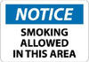 AccuformNMC "Notice - Smoking Allowed in This Area", 10" Long x 14" Wide, Rigid Plastic Safety Sign Rectangle, 0.05" Thick, Use for Security & Admittance N344RB - 73299554