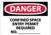 AccuformNMC "Danger - Confined Space - Entry Permit Required No.", 10" Long x 14" Wide, Rigid Plastic Safety Sign Rectangle, 0.05" Thick, Use for Accident Prevention D488RB - 73300287