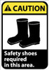 AccuformNMC "Caution - Safety Shoes Required in This Area", 10" Long x 7" Wide, Pressure-Sensitive Vinyl Safety Sign Rectangle, 0.004" Thick, Use for Accident Prevention CGA9P - 74507377
