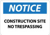 AccuformNMC "Notice - Construction Site - No Trespassing", 10" Long x 14" Wide, Rigid Plastic Safety Sign Rectangle, 0.05" Thick, Use for Security & Admittance N162RB - 75005074