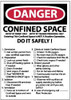 AccuformNMC "Danger - Confined Space - Enter by Permit Only - Entry by Trained Personnel Only - Entering This Confined Is Not A...", 10" Long x 14" Wide, Pressure-Sensitive Vinyl Safety Sign Rectangle, 0.004" Thick D167PB - 75006726