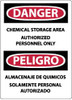 AccuformNMC "Danger - Chemical Storage Area - Authorized Personnel Only", 14" Long x 10" Wide, Rigid Plastic Safety Sign Rectangle, 0.05" Thick, Use for Security & Admittance ESD240RB - 75263582