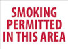 AccuformNMC "Smoking Permitted in This Area", 10" Long x 14" Wide, Pressure-Sensitive Vinyl Safety Sign Rectangle, 0.004" Thick, Use for Smoking Regulations M243PB - 75381962