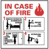 AccuformNMC "In Case of Fire - 1. Remove Patient(s) in Immediate Danger - 2. Report Fire & Location - 3. Close All Doors and Windows...", 7" Long x 7" Wide, Rigid Plastic Safety Sign Square, 0.05" Thick, Use for First Aid S35R - 79918157