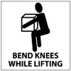 AccuformNMC "Bend Knees While Lifting", 7" Long x 7" Wide, Rigid Plastic Safety Sign Square, 0.05" Thick, Use for Accident Prevention S43R - 79918207