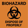 AccuformNMC "Biohazard - Dispose of Properly", 7" Long x 7" Wide, Rigid Plastic Safety Sign Square, 0.05" Thick, Use for Hazardous Materials S92R - 79918462