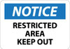 AccuformNMC "Notice - Restricted Area - Keep Out", 10" Long x 14" Wide, Pressure-Sensitive Vinyl Safety Sign Rectangle, 0.004" Thick, Use for Security & Admittance N222PB - 83731356