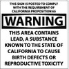 AccuformNMC "Warning - This Area Contains Lead, a Substance Known to the State of California to Cause Birth Defects or Reproductive Toxicity", 10" Long x 10" Wide, Rigid Plastic Safety Sign, 0.05" Thick, Use for Hazardous Materials CP10R - 83731570