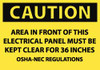 AccuformNMC "Caution - Area in Front of This Electrical Panel Must Be Kept Clear for 36 Inches - OSHA-NEC Regulations", 7" Long x 10" Wide, Rigid Plastic Safety Sign Rectangle, 0.05" Thick, Use for Accident Prevention C115R - 84361716