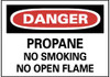 AccuformNMC "Danger - Propane - No Smoking - No Open Flame", 7" Long x 10" Wide, Rigid Plastic Safety Sign Rectangle, 0.05" Thick, Use for Accident Prevention D397R - 84658046