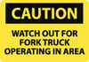 AccuformNMC "Caution - Watch Out for Fork Truck Operating in Area", 10" Long x 14" Wide, Pressure-Sensitive Vinyl Safety Sign Rectangle, 0.004" Thick, Use for Accident Prevention C638PB - 86314374