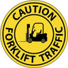 AccuformNMC "Caution Forklift Traffic", 2-1/2" Wide x 2-1/2" High, Aluminum Safety Sign Graphic: Forklift Truck, English, Round, 0.1" Thick, Use for Workplace/Safety VSPL1 - 98962806