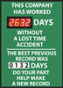 AccuformNMC Scoreboards, Scoreboard Type: Digital Scoreboard, Magnetic, Legend: This Company Has Worked Days without A Lost Time Accident - The Best Previous Record Was Days - Do Your Part..., Material: Styrene with Metal Frame DSB62 - 56237027