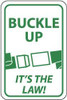 AccuformNMC "Buckle Up - Its the Law," Buckle, 12" Wide x 18" High Aluminum Parking Lot Traffic Sign 0.04" Thick, Green on White, Rectangle, Post Mount TM135G - 08515959
