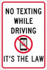 AccuformNMC "No Texting While Driving Its The Law," Strike on Cell Phone, 12" Wide x 18" High Aluminum Warning & Safety Reminder Sign 0.063" Thick, Red & Black on White, Rectangle, Post Mount TM252H - 37650918